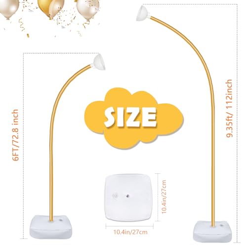 AerWo Balloon Arch Kit 9.35FT & 6FT, Free Bending Half Balloon Arch Stand with Base, Floor Gold Balloon Arch Frame Backdrop for Wedding Birthday Party Baby Shower Yard Lawn Home Christmas Decorations - Image 3