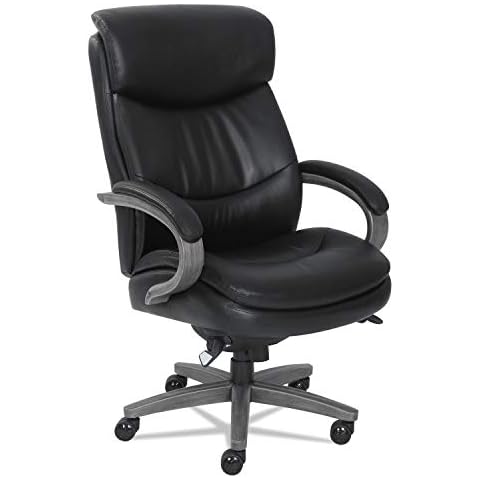 La-Z-Boy 48961A Woodbury Big and Tall Executive Chair, Supports 400 lbs., Black Seat/Back, Gray Base Cover