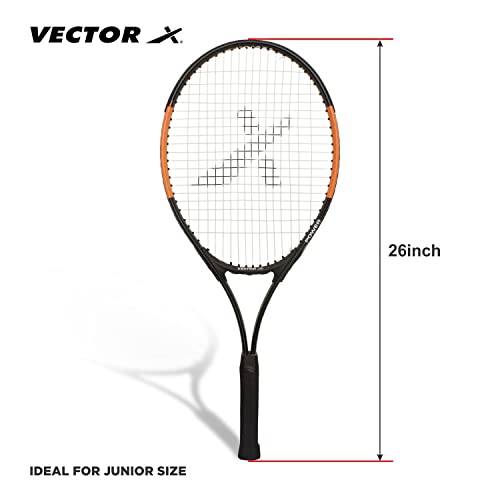 Image of Vector X VXT-520 Adult Men Recreational Tennis Racket Lightweight Aluminum Frame for Easy Swing|105 sq in Head|Pre-Strung Beginner Racquet for Outdoor Games Training & Practice (26 inch, Full Cover)