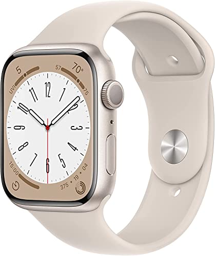 Apple Watch Series 8 [GPS, 41mm] - Starlight Aluminum Case with Starlight Sport Ban, M/L (Renewed)