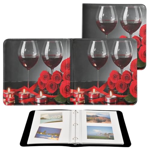 Álbum de Fotos Self Adhesive DIY Scrapbook Album Cuero PU Rojo Vino para San Valentín con 3 Anillas 40 Páginas 8x10 para Memorias miniatura 2