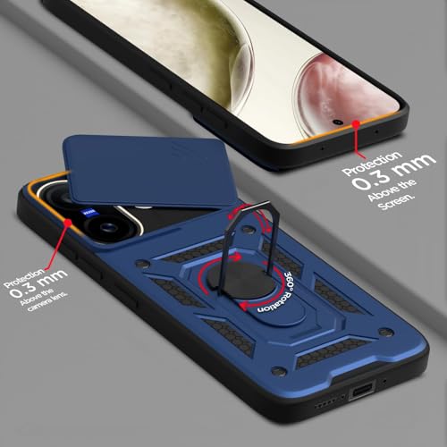Image of AIBEX Back Cover for Vivo V60E 5G / Vivo T4 Pro 5G / Vivo V60 5G | D10 Tough Armor Case | Sliding Camera Shield | 360 Protection | Kickstand Ring Holder | Military-Grade Bumper Case