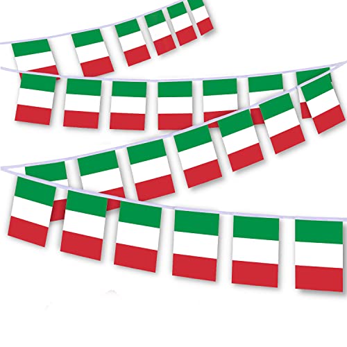 MacLand Lot de 30 guirlandes de drapeaux italiens de 9 m, bannière de décoration pour extérieur, intérieur, patio, cour