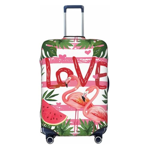 Flamingo Love Luggage Cover Washable Elastic Suitcase Cover Anti-Scratch Travel Luggage Protector Covers for Kids Adult S fits 18-21 inch Suitcase