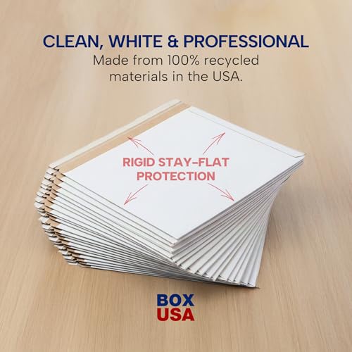 Image of BOX USA Rigid Mailers 12.75 x 15 (100-Pack) - Cardboard Mailer Envelopes for Photos, Artwork, Certificates - Stay Flat