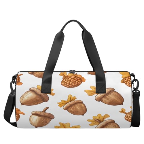 Pine Cone Round Barrel Sports Fitness Bag, Travel Luggage Bag, Reusable Handbag, Suitable For Men and Women2