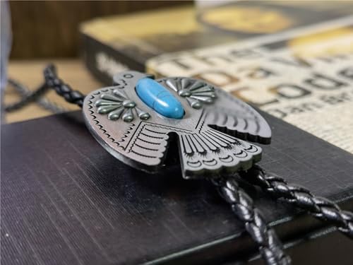 Image of Turquoise Agate Granite BOLO Tie for Men Women Leather Wedding Necklace Western Cowboy Necktie