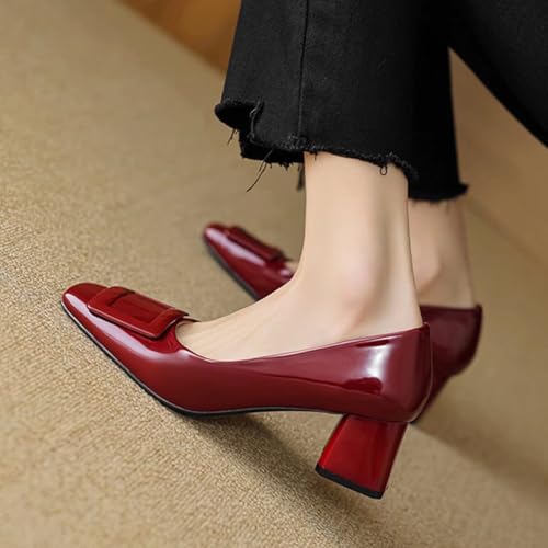 Escarpins à talons carrés bout pointu pour marcher confortablement