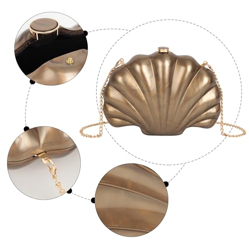 Image of Women Seashell Evening Bag Purse Mermaid Chain Strap Clutch Handbag Shoulder Bag | Seashell