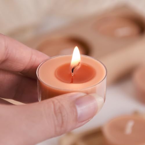 DEYBBY 天然ベルベットウッド香り付きソイワックスティーライトキャンドル バルク、アロマセラピーラグジュアリーティーキャンドルセット 36-4時間燃焼する素晴らしいギフト [5]