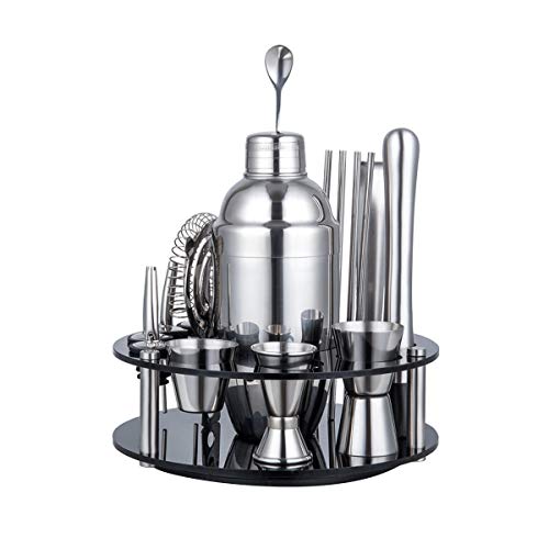 Kit Bartender con Soporte y Coctelera 19 Piezas Acero Inoxidable