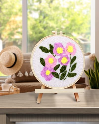 Image of TINDTOP Punch Needle Kits, Flowers Punch Embroidery Kits for Adults