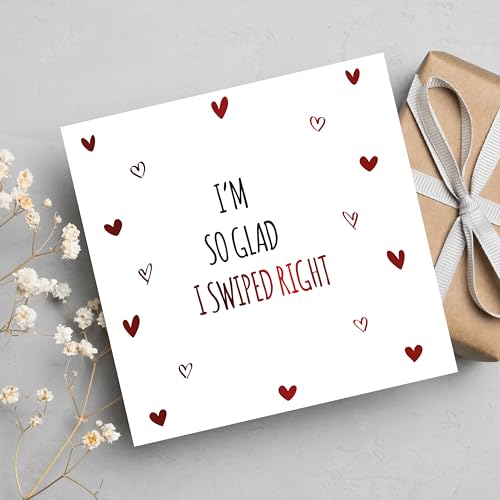Share The Love So Glad I Swiped Right Valentine’s Day Greeting Card | Funny Modern Love Card With Envelope, For Couples