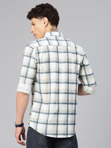 Image of Majestic Man Comfort Slim Fit Pure Cotton Checked Casual Shirt