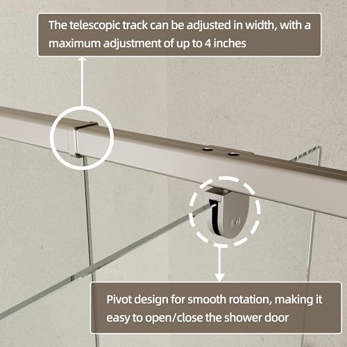 Image of Royal Guard 56-60 inch W x 71 inch H Pivot Swing Glass Shower Door,Chrome