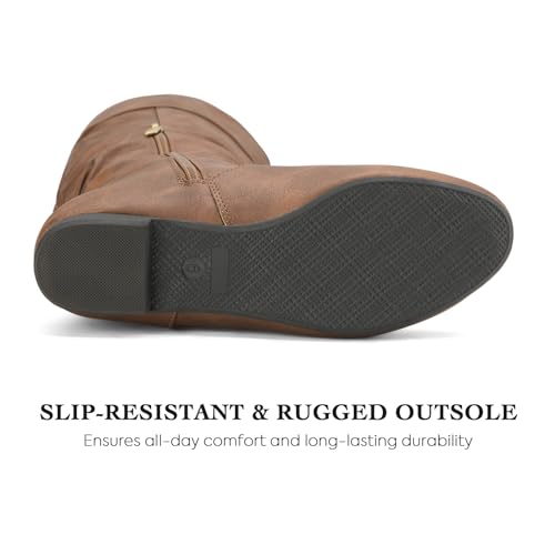 Rollda SUEDI Women's Slouchy Knee High Boots Pull On Flat Boots Side Zipper Fall Boots for Women4