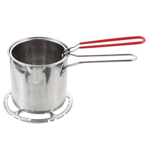 HAKIDZEL Stainless Steel Deep Fryer Basket Fry Pot Fry Basket Pot Easy to Lift 304 Steel
