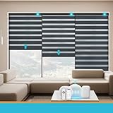 Blindify Motorized Zebra Blinds with Remote Smart Blind Work with Homekit Alexa SmartThings Electric Day and Night Shade Cordless Automatic Solar Powered Window Shade Customize(Starry Dark Blue)