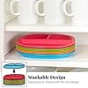 US Acrylic Harmony 3-compartment Divided Plastic Kids Tray in 4 Calypso Colors | set of 12 Reusable, BPA-free Plates, Made in the USA, Microwave & Dishwasher Safe Dinnerware #5