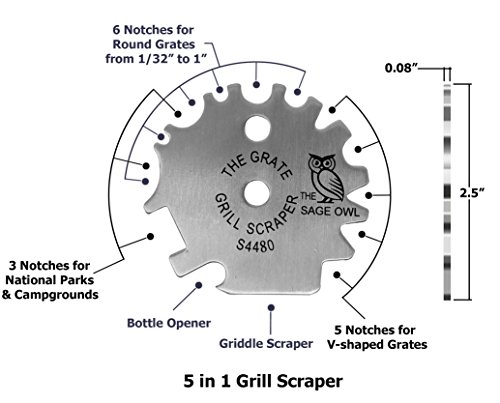 Stainless Steel BBQ Grill Scraper - Safer Than A Wire Brush for Cleaning Your Barbecue Grate - Add This Bristle Free Barbeque Cleaner to Your Tailgating Accessories - Stocking Stuffer Ideas - Thumbnail 3