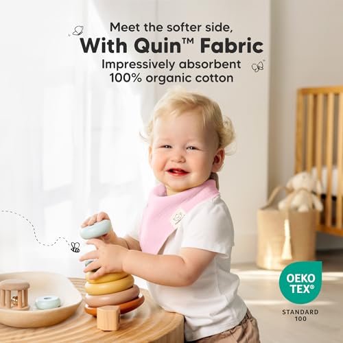 Image of 8pk Organic Baby Bandana Bibs for Drooling Teething (Muted Pastel /Quin)