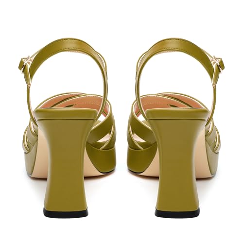Image of Women Square Toe Platform Block Heel Sandals 3.3''