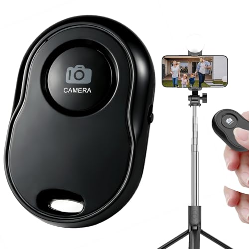Télécommande Bluetooth 5.2 pour Selfies et Vidéos, 2 Pack,Compatible iPhone et Android Smartphones/Tablettes,Autonomie de 20 000 Photos Design Compact et...