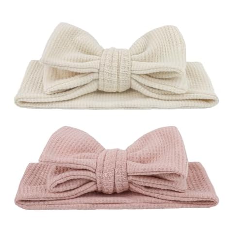 YanJie Headbands Baby Girls Hair Bows Stretchy Waffle Pink Bows Handmade Baby Girl Bows and Headbands Toddler Bows for Girls Hair Accessories Cover