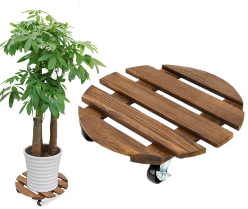 BOUFEIDA Planche à roulettes Ronde pour Plantes - 30 x 30 cm - Charge maximale : 100 kg - Soucoupe avec roulettes - Soucoupe Ronde avec roulettes