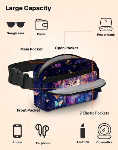 Image of Owl Fanny Pack Lightweight Belt Bag Fashion Waist Pouch | Waterproof, Crossbody Bags for Women, Sports, Running, Traveling, Hiking