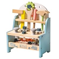 ROBUD Mini Wooden Play Tool Workbench Set for Kids Toddlers - Montessori Toys for 3 4 5 Years Old Boys Girls