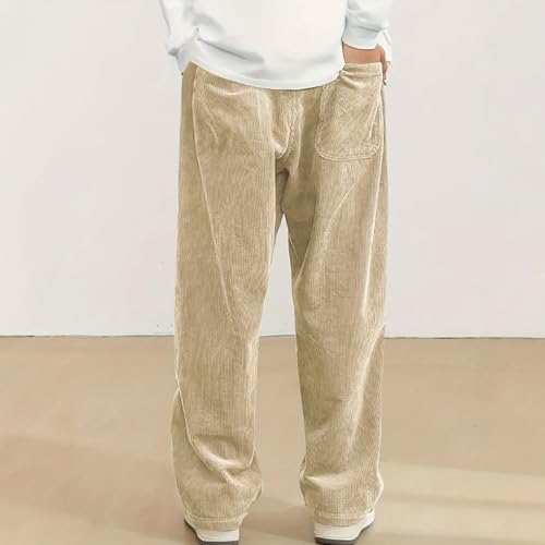 Corduroy Pants, Fashion Vintage Sports Corduroy Fabric, Men's Daily Casual Strip Tether Loose Elastic Waist Pocket Pants4