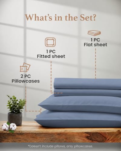 Image of 100% Egyptian Cotton Sheets King Size, 4 Piece, Slate Gray Sheets King Size