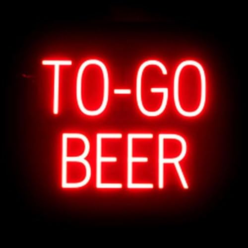 Image of SpellBrite LED Neon TO-GO BEER Sign for Business - Red, 20 inch x 15 inch | Ultra-Bright Click-Together Signage for Bars & Restaurants, with Visibility from 500 ft - 8 Animations, 6 Brightness Levels