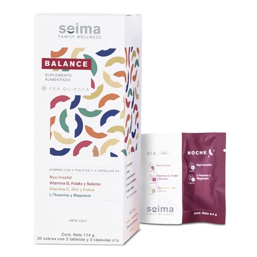 Seima | Balance | Myo Inositol, Selenometionina, Folato, Vitamina D, Vitamina C, Zinc, Cobre, Magnesio y L-Teanina | Sobres Diarios con cápsulas y tabletas