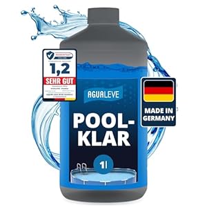 AGUALEVE® Poolklar 1l *NEU* – Kristallklar 2.0 Formel für perfektes Poolwasser – Pools, Whirlpools, Planschbecken – Markenqualität Made in Germany – für 200.000 Poolwasser – mit Note 1,2 getestet