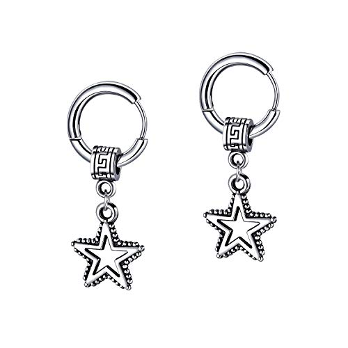 Bigsoho - Pendientes de acero inoxidable, diseño de estrella Cover