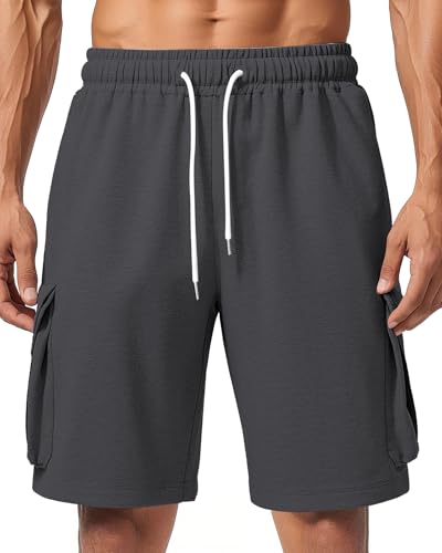 Image of Men's Cargo Sweat Shorts Casual Workout Athletic Jogger Gym SweatShorts