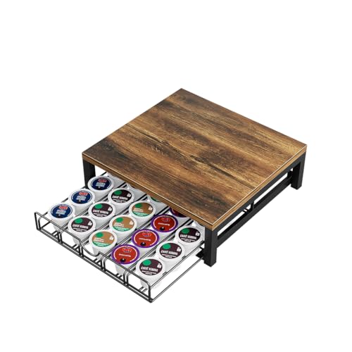 Dazioter Coffee Pod Holder Drawer 1 Tier for K Cup Capsule Pods Storage Organizer Under Coffee Pot Storage Sliding Drawer (Black, 1 Tier)