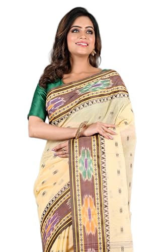 Image of eC ESHA'S COLLECTION Women's Traditional Pure Cotton Katki Tant Saree Without Blouse Piece