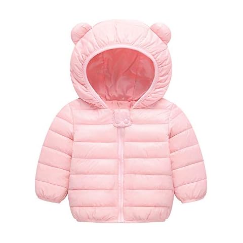 Winter Down Coats for Kids Baby Boys Girls Light Puffer Padded Jacket Bear Hoods Infant Outerwear Pink Cover