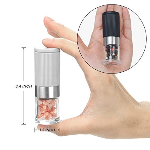Mini Salt And Pepper Grinder Set, Small Tiny Adjustable Coarseness Ceramic Salt Grinder With Funnel And Bag Portable Handy Spice Pepper Mill Shaker For Outdoor Party Lunch Bag Kitchen Chef Gifts #TOP2