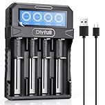 18650 Battery Charger Dlyfull Rechargeable Battery Charger for 3.7V Li-ion LCD Display with Type-C 5V/2A Fast Charging 26650 10440 16340(RCR123) 17335 17500 21700 22650 10340 Lithium Batteries