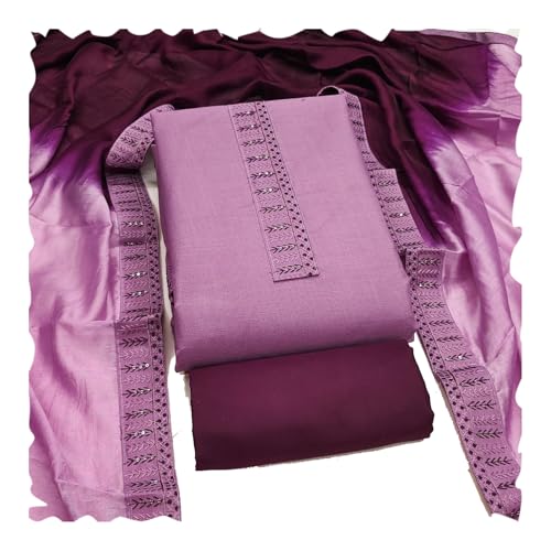 Image of HMP Fashion Womens Bombay Cotton Embroidery Tie Cotton Unstitch dress Material With Chanderi lace bordered Dupatta