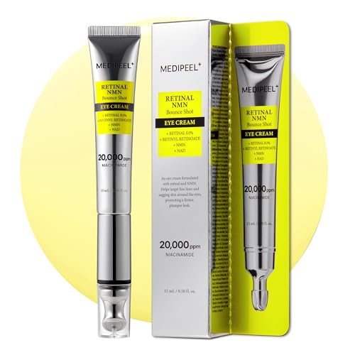 MEDIPEEL Retinal NMN Bounce Shot Eye Cream 15ml - Slow-aging Eye Cream with Retinal, NMN & Micro-vibration Applicator for Firming, Smoothing & 3D Lifting Care