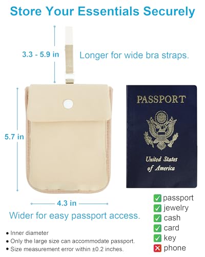 rfid-blocking travel bra wallet hidden money pouch with adjustable elastic strap ideal secret pocket protect your passport credit cards valuables