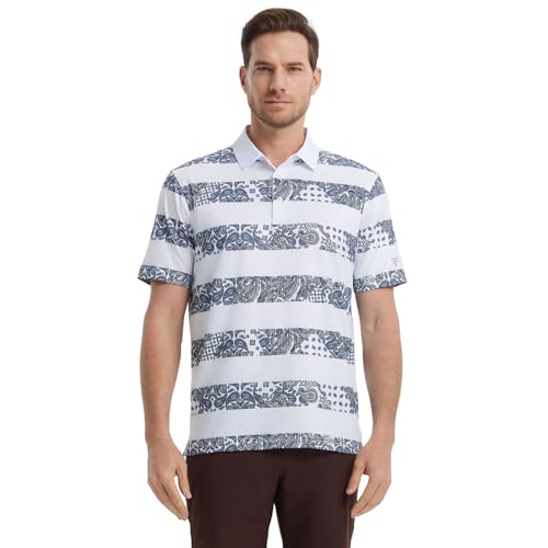 Image of Golf Shirts for Men Dry Fit Short Sleeve Print Performance Moisture Wicking Polo Shirt