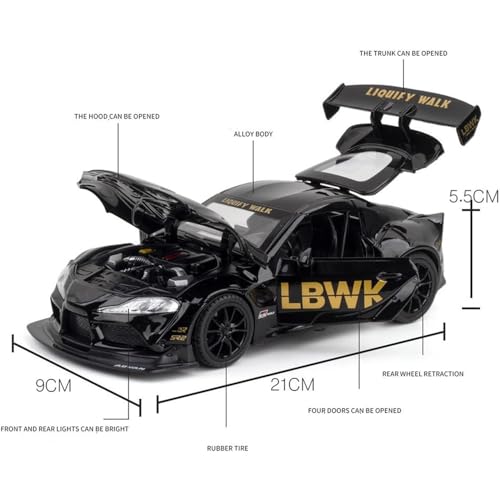 Image of Supra Toy Car 1:24 Toyto Supra Sport Diecast Metal Toy Car for Kids Light Sound Pullback Openable Door