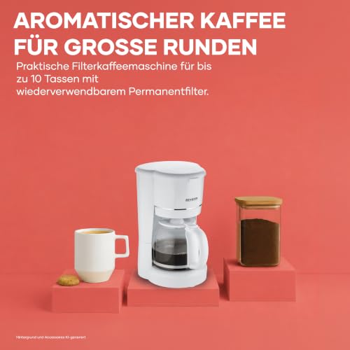 SEVERIN Filterkaffeemaschine mit Glaskanne, Kaffeemaschine mit Permanentfilter, für bis zu 10 Tassen (1,25L)… – Ansicht 4