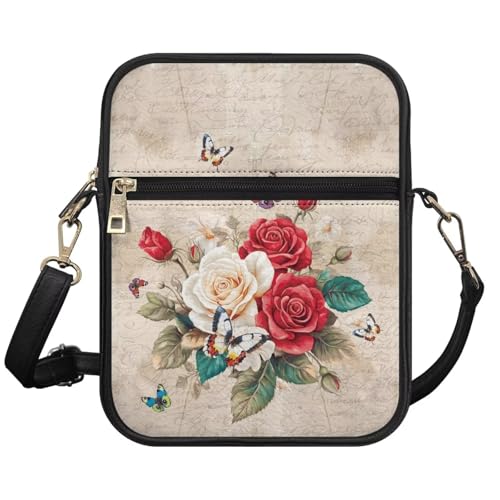 PU Crossbody Bag for Women Men Portable Cell Phone Purse Shoulder Bag with Zipper Closure for Outdoor Shopping